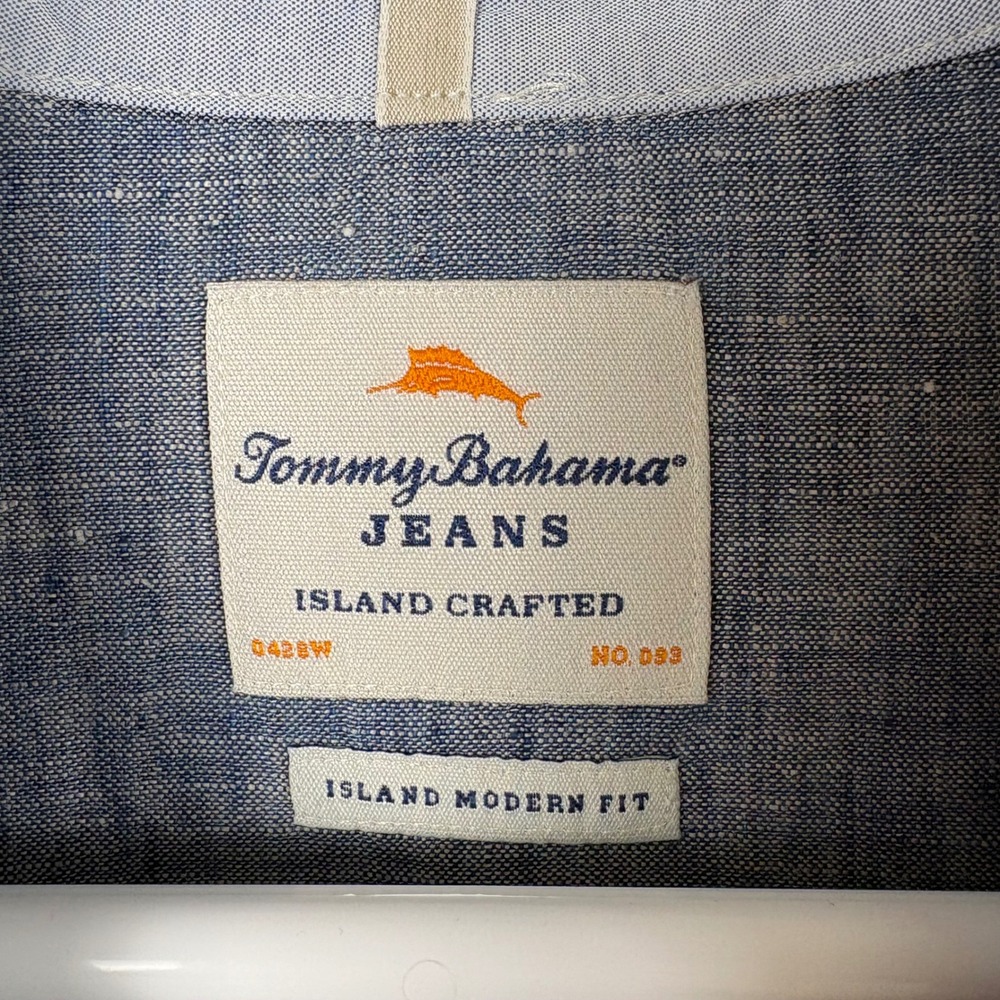 Tommy Bahama Linen Shirt Men's XL Blue Ombre Button-Up Western Island Modern Fit - Picture 2 of 7